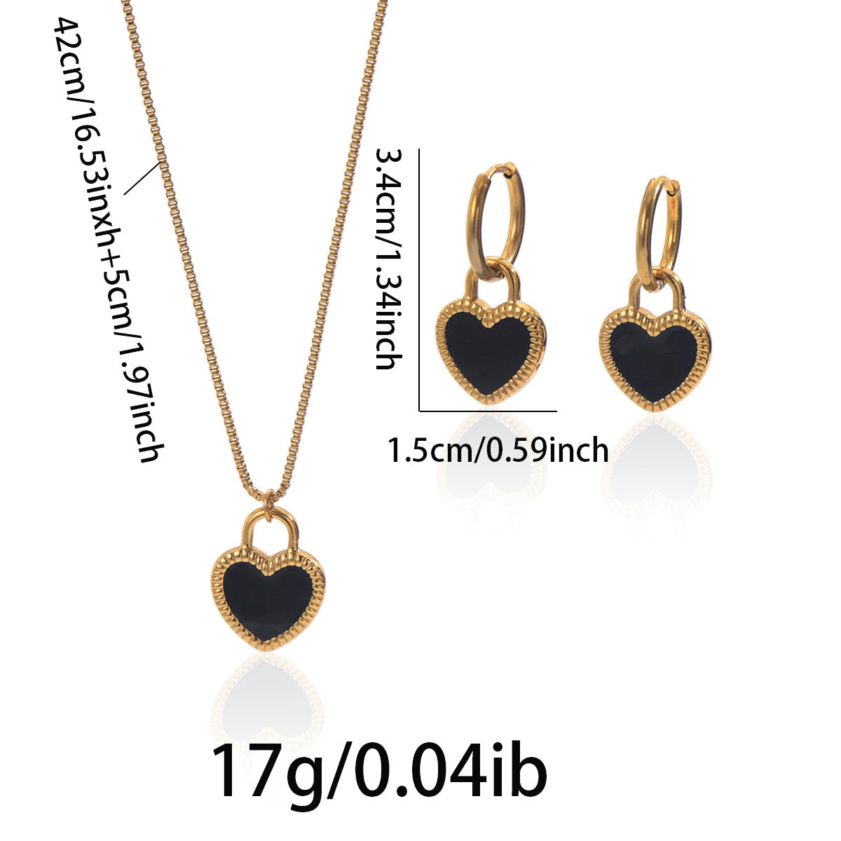 Lxalry 18K Gold Plated Stainless Steel Heart Mirror Jewelry Set Hypoallergenic Skin Safe Necklace Earrings For Daily Evening Never Fade Luxury Gift For Her