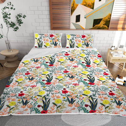 Floral Quilt 3 Pieces Microfiber Quilt Sets Lightweight Bedspreads Botanical Coverlets Quilt Bedding Set All Season Quilts