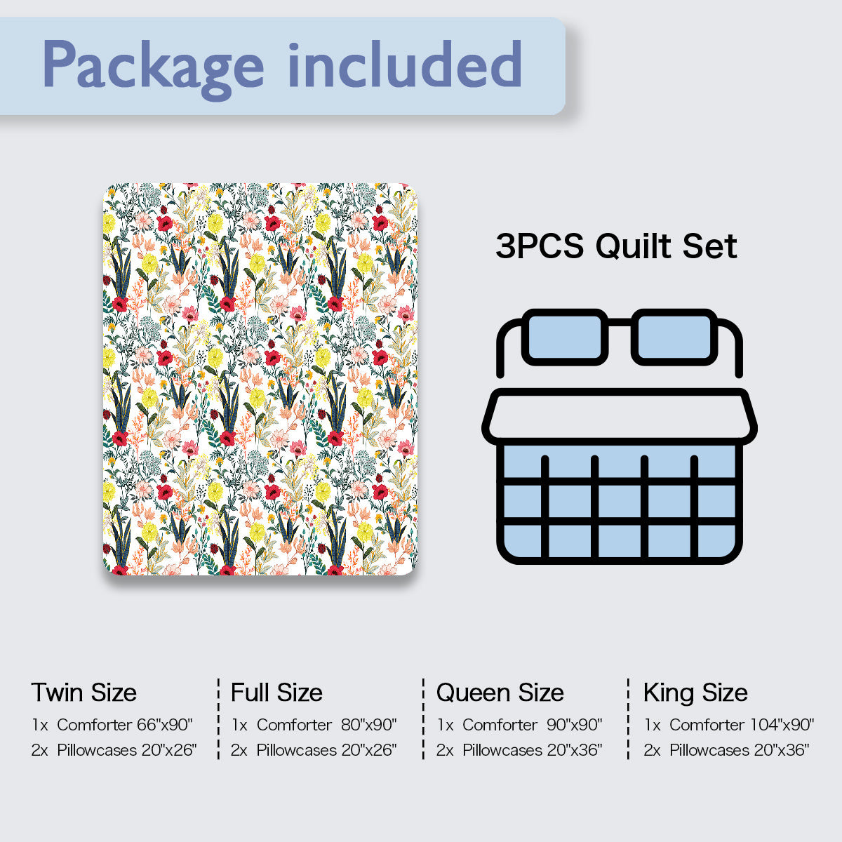 Floral Quilt 3 Pieces Microfiber Quilt Sets Lightweight Bedspreads Botanical Coverlets Quilt Bedding Set All Season Quilts