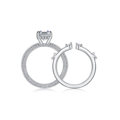 Ice Crystal Love - Fashionable Men's And Women's Ring And Ring Jewelry Set With Moissanite S925 Sterling Silver And Platinum-plated Diamond