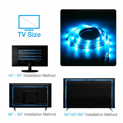 4x50CM USB 5V RGB LED Strip  Background Light  Remote Kit For TV Computer Lamp