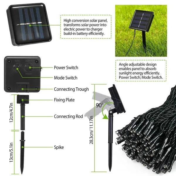 Solar String Lights LED Solar Power Fairy String Light 12M LEDs 8