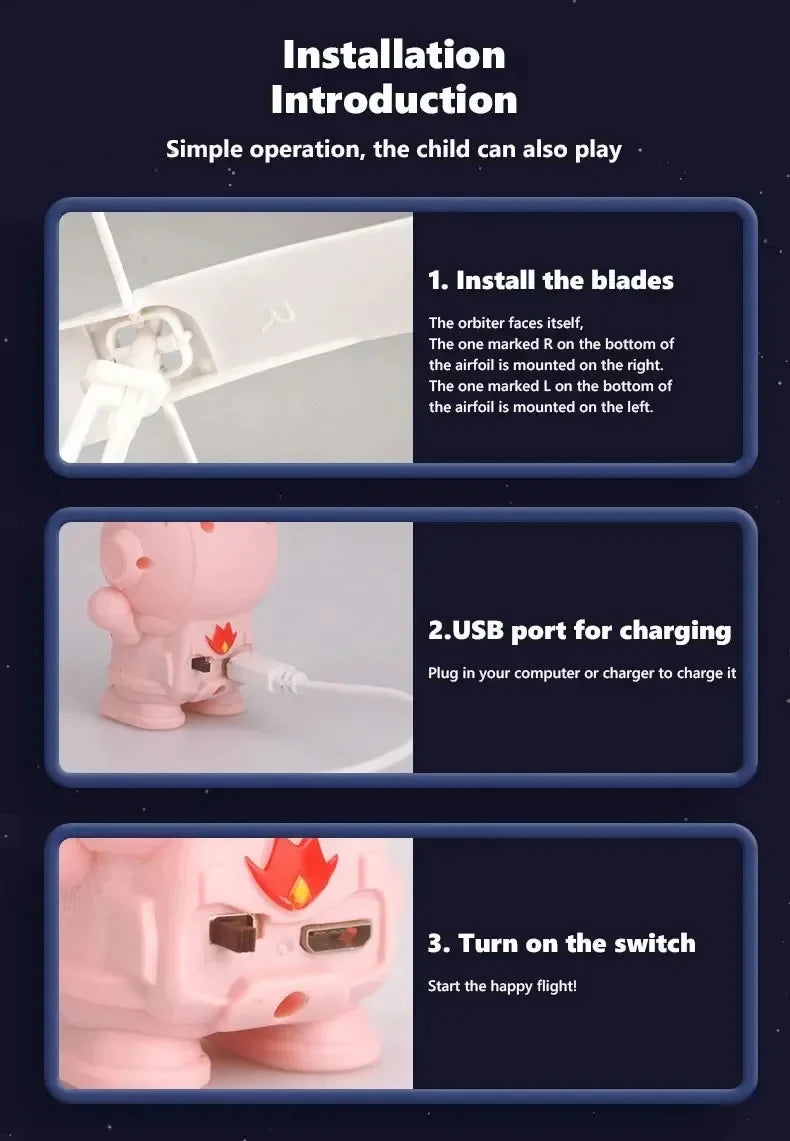 Creative Mini Astronaut Drone Cartoon Spaceman Flying Robot Toys with USB Charging Hand Control Helicopter Kids Gift