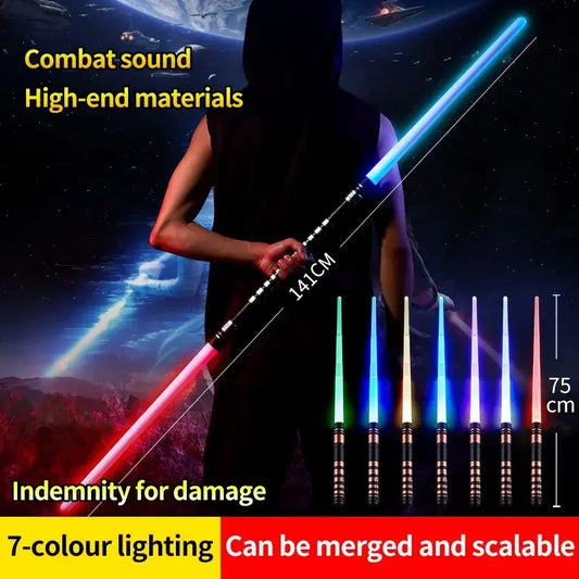 75cm RGB Light Saber 2 in 1 7-color/1 Color Lightsaber for 3+ Kids Laser Sword Toy Party Glow Swords