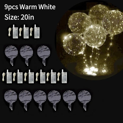 3-12PCS LED Light Up Balloons Glow In The Dark Transparent Led Balloons Bobo Balloons With Light String For Party Festival Decor