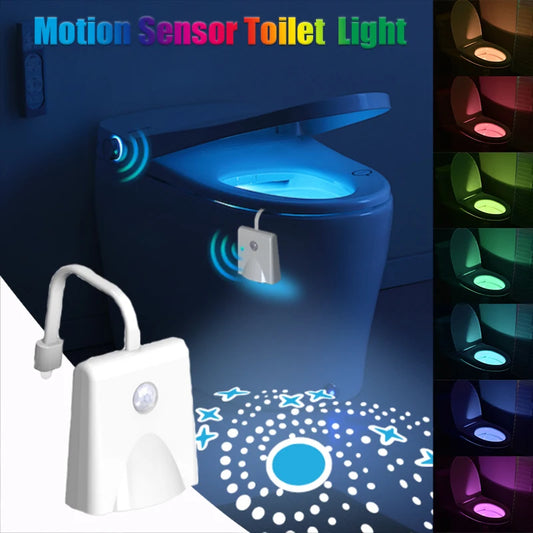 Toilet Motion Sensor Light Backlight Smart Night Lights RGB Colors Waterproof USB Rechargeable Bathroom WC LED Lamp