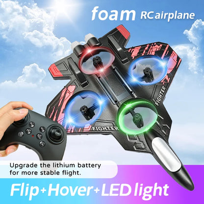 L101 RC Foam Airplane 2.4G RC Fighter Stunt Tumbling Helicopter with LED Colored Lights Airplane Model Toy