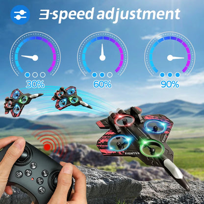 L101 RC Foam Airplane 2.4G RC Fighter Stunt Tumbling Helicopter with LED Colored Lights Airplane Model Toy