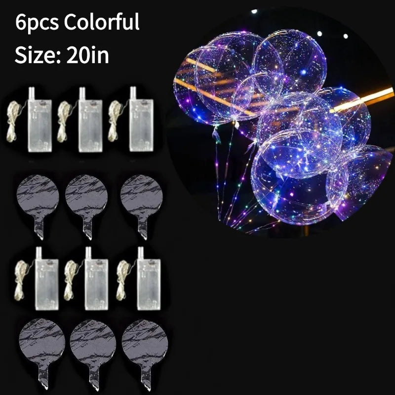 3-12PCS LED Light Up Balloons Glow In The Dark Transparent Led Balloons Bobo Balloons With Light String For Party Festival Decor
