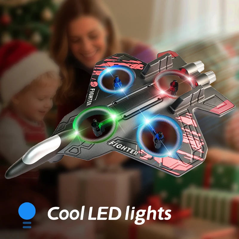 L101 RC Foam Airplane 2.4G RC Fighter Stunt Tumbling Helicopter with LED Colored Lights Airplane Model Toy