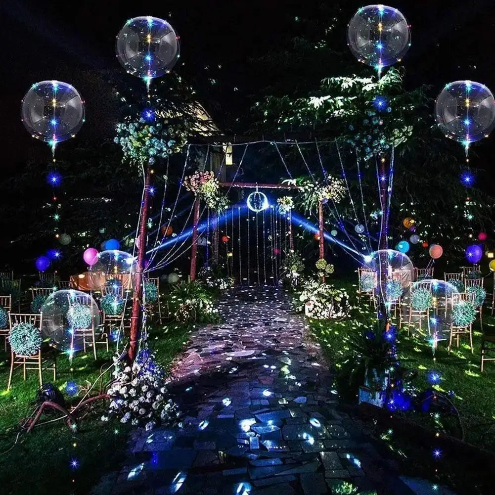 3-12PCS LED Light Up Balloons Glow In The Dark Transparent Led Balloons Bobo Balloons With Light String For Party Festival Decor