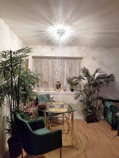 Crystal Flush Mount Ceiling Light, Modern Sputnik Firework Close To Ceiling Lamp, LED Ceiling Light