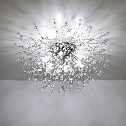 Crystal Flush Mount Ceiling Light, Modern Sputnik Firework Close To Ceiling Lamp, LED Ceiling Light